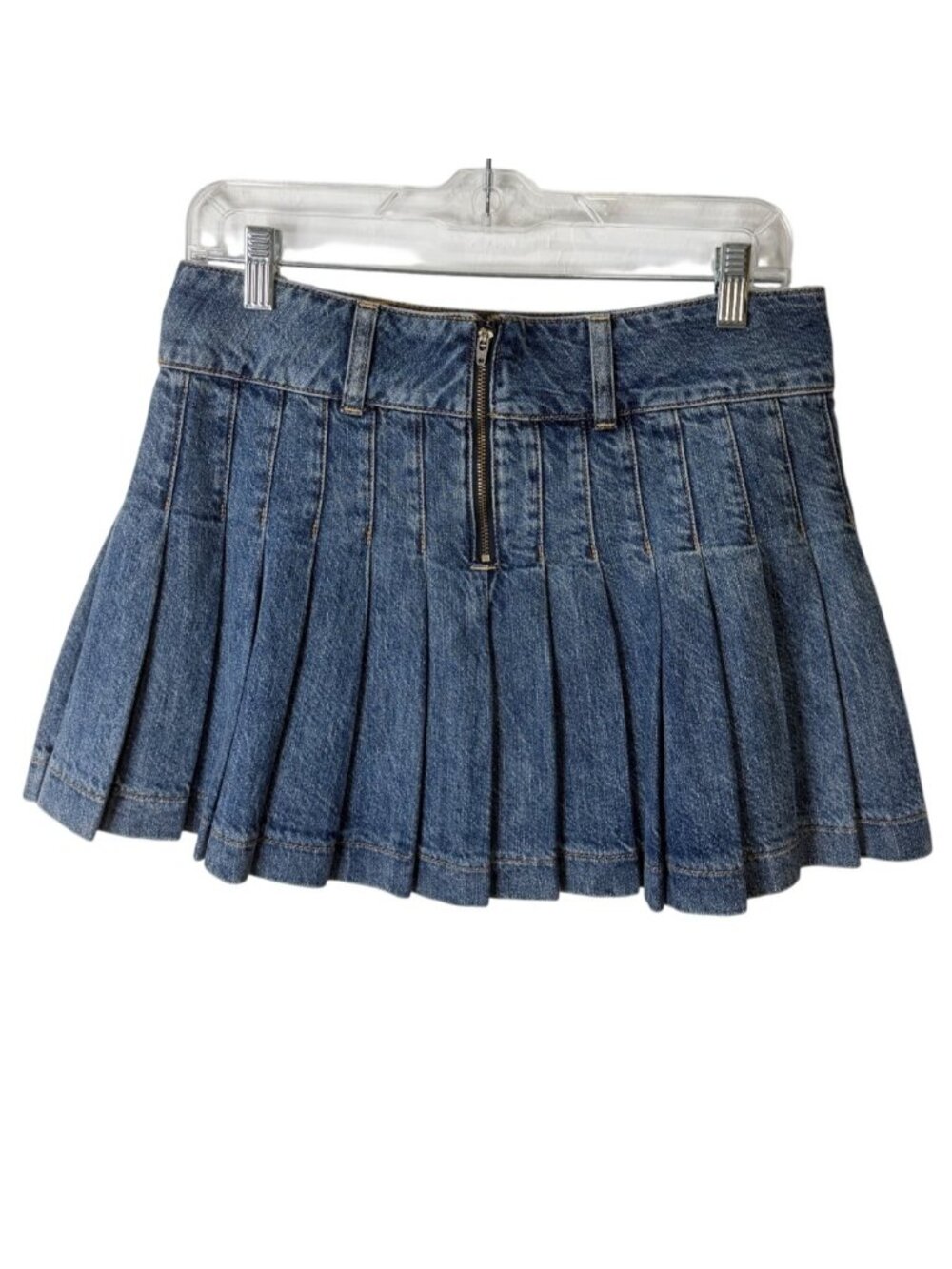 Alice + Olivia Jeans Womens Size 27 Pleated Denim Mini Skirt Blue Denim - Picture 2 of 7